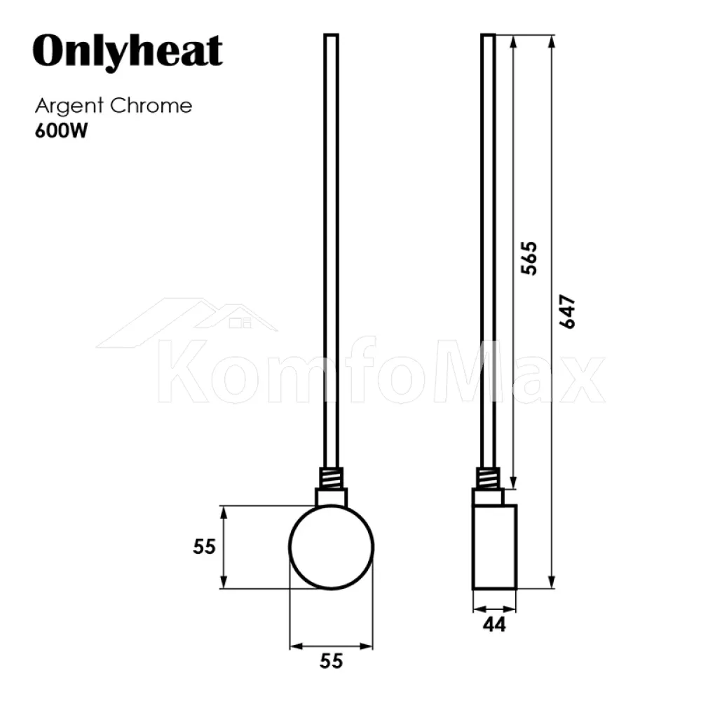 Тен для рушникосушки OnlyHeat Argent Chrome 0,6кВт  - фото 2