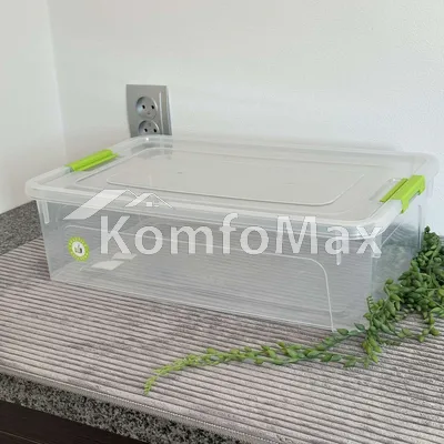 Контейнер Smart Box 14л. 49х32х14см. прозорий/оливковий