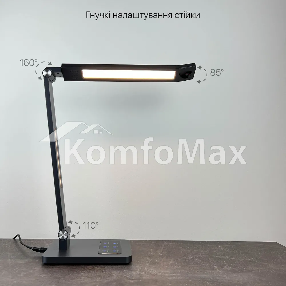 Настільна лампа Violux HILTON 10W 600LM 3000-6500К сірий металік  - фото 3