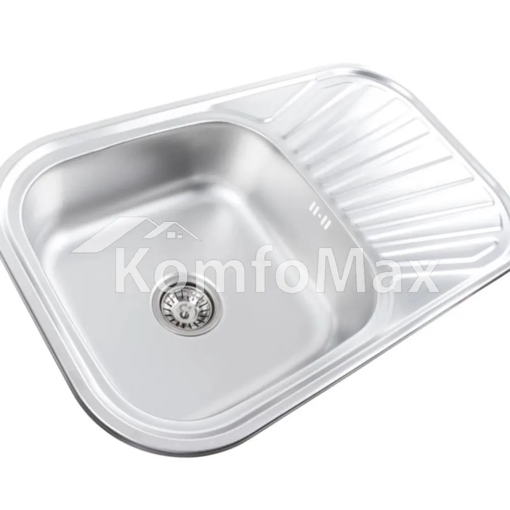 Мийка кухонна врізна Platinum 7848 заокруглена 0,8мм. 780х480х180см. сатин  - фото 1