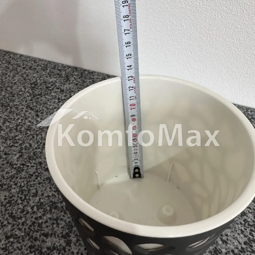 Горщик для квітів Дует діаметр 14см висота 15см антрацит/кремовий вклад  - фото 5