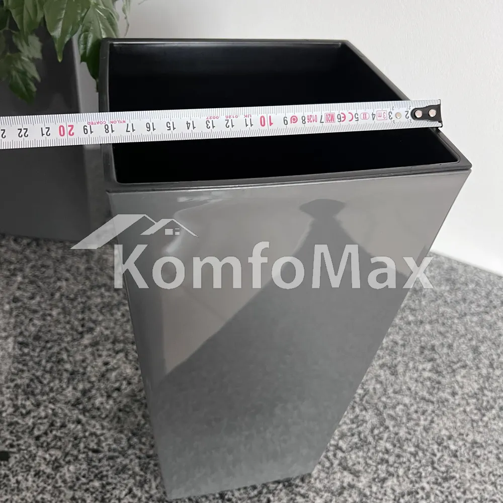 Горщик для квітів Фінезія глянець 19х19см. висота 36см. графіт  - фото 4