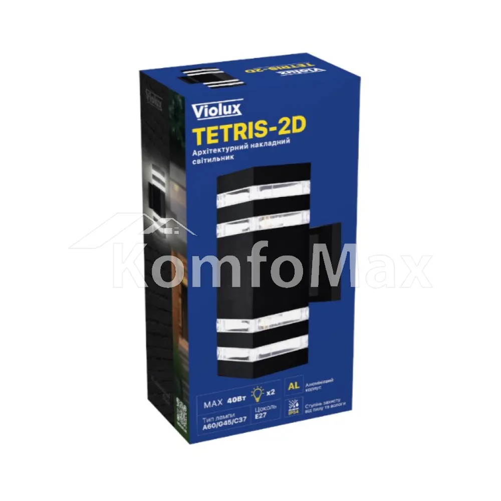 Світильник архітектурний Violux TETRIS-2D чорний 2х40W Е27 IP54 500220  - фото 2