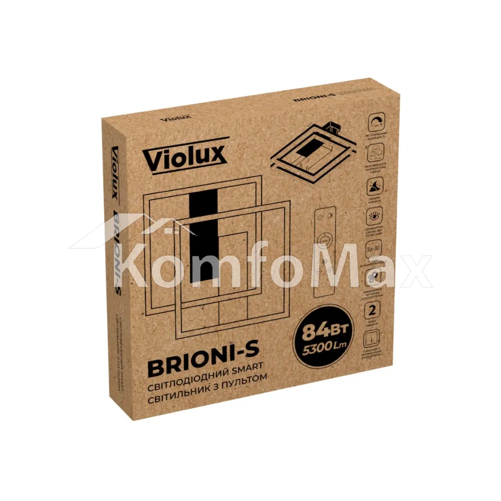 LED світильник VIOLUX smart BRIONI-S квадрат 84W 3000-4000-5000K IP20 220705 біло-чорний  - фото 2