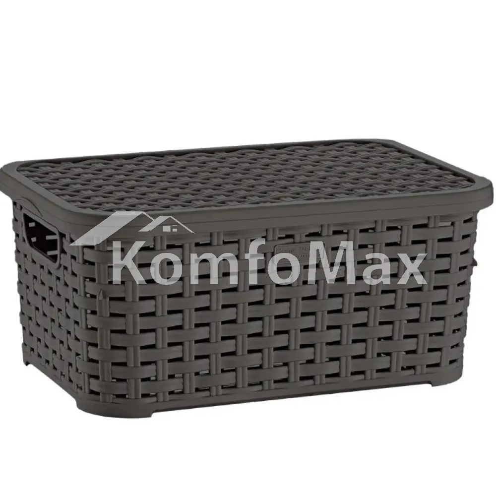 Кошик з кришкою Plastart Ротанг SP-295 10л. (34,5х24х16см.) Коричневий 