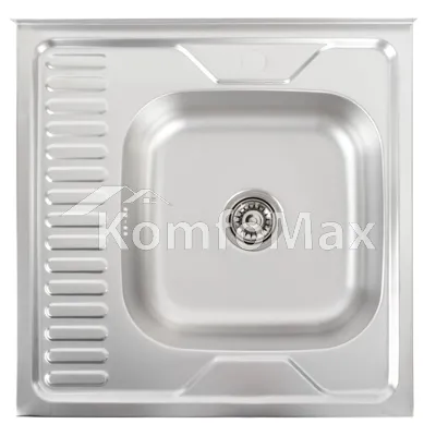 Мийка кухонна накладна Platinum 6060 0,7мм. R 600Х600мм. сатин