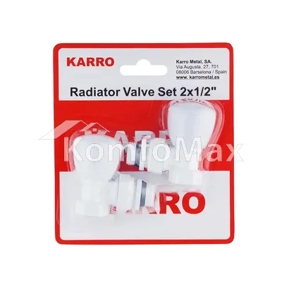 Комплект кранів для рушникосушки Karro 1/2” ВВ R319 білий