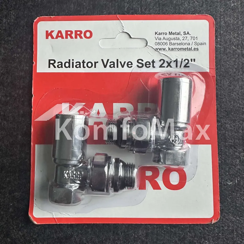Комплект кранів для рушникосушки Karro 1/2” ВВ KR T 32001 циліндр хром  - фото 2