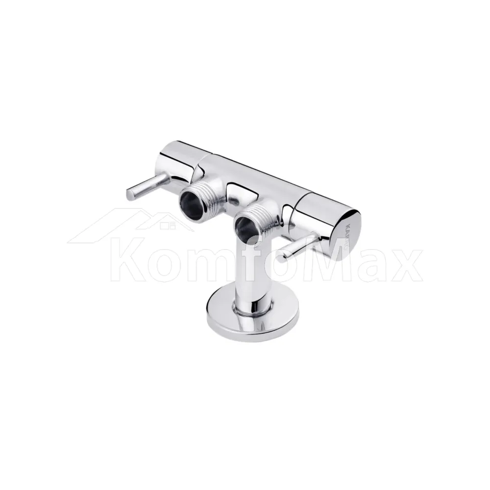 Кран кутовий кульовий KARRO 3155 1/2 х 1/2 на 2 виходи 