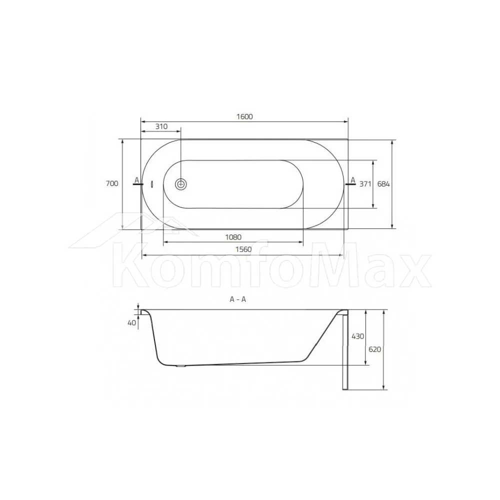 Ванна акрилова CERSANIT ABS Octavia 150x70 + нжки Тип 1  - фото 2