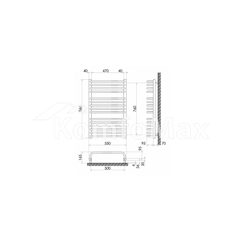 Рушникосушка  Heizung WU 15/55 480Вт 860х550мм біла  - фото 1