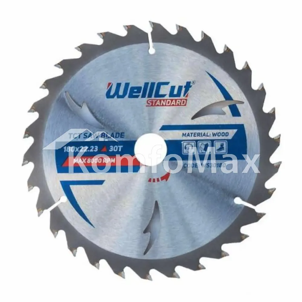 Диск пиляльний Wellcut Standart 180х22.23 30T 