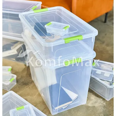 Контейнер Smart Box 40л. 49х32х39см. прозорий/оливковий