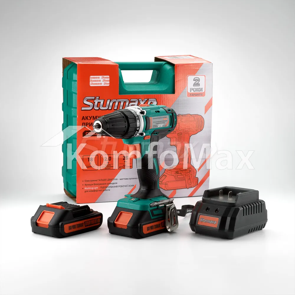 Шуруповерт акумоляторний Sturmax CDM3218LB 18В  - фото 1