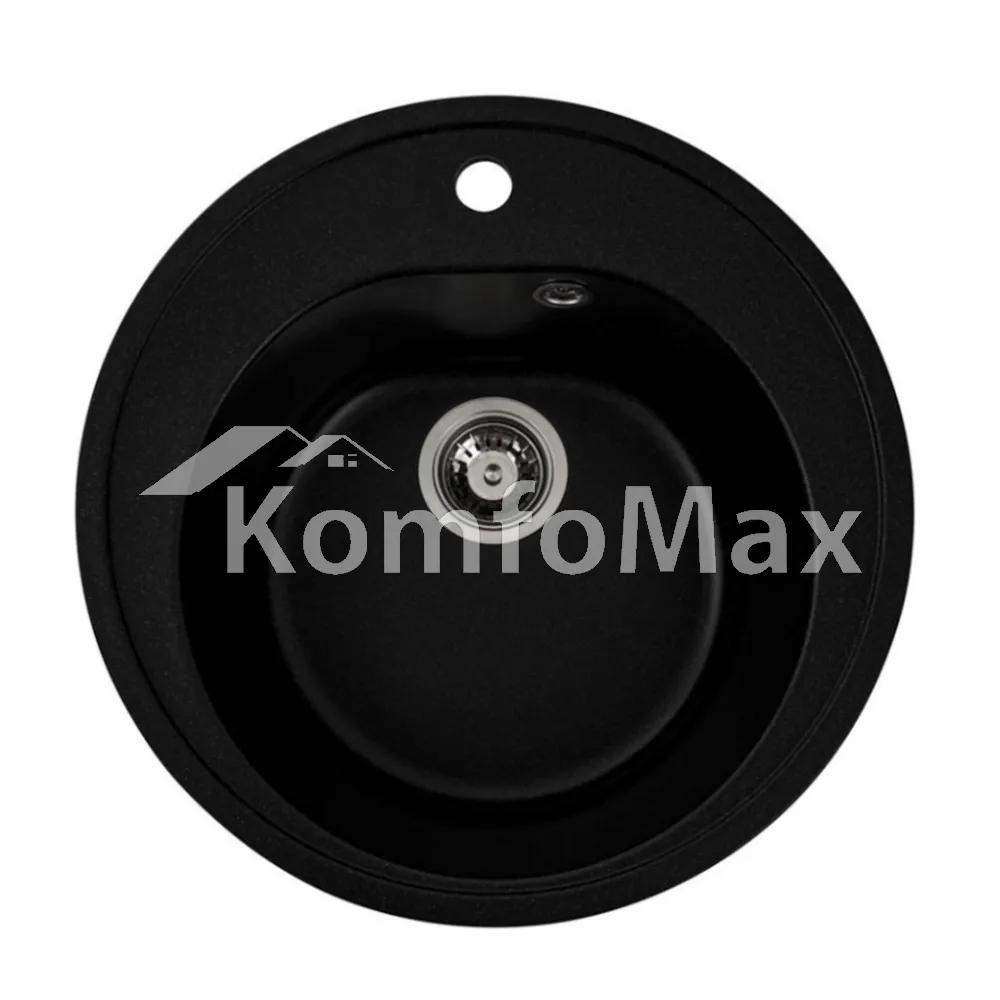 Гранітна мийка для кухні Platinum 510 LUNA матова Чорний металік 