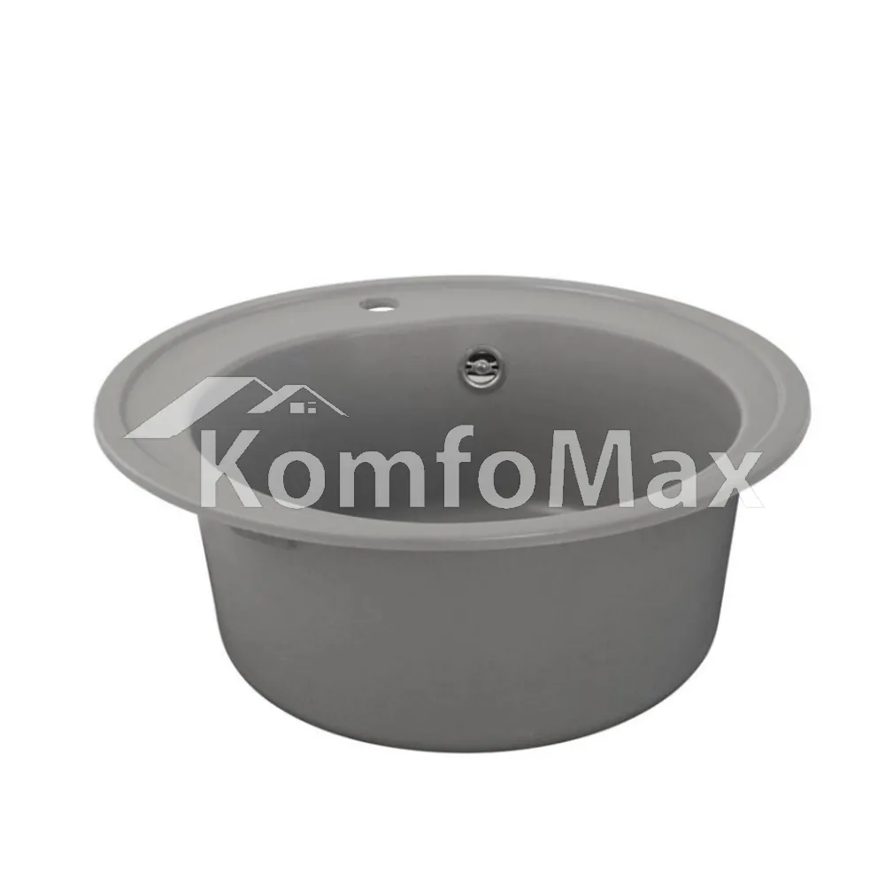 Гранітна мийка для кухні Platinum 510 LUNA матова Сірий металік  - фото 2