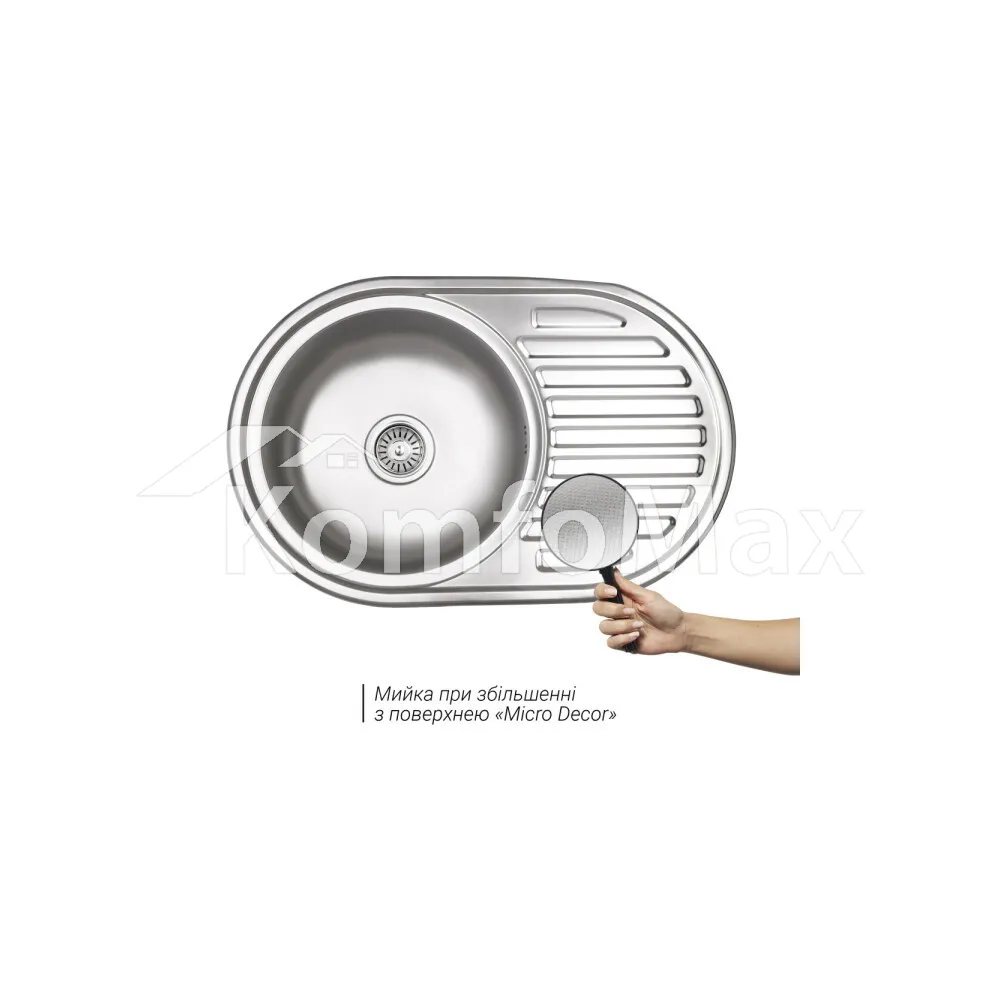 Мийка кухонна врізна Wezer 7750 0,6мм. 770х500х180мм. Decor  - фото 2
