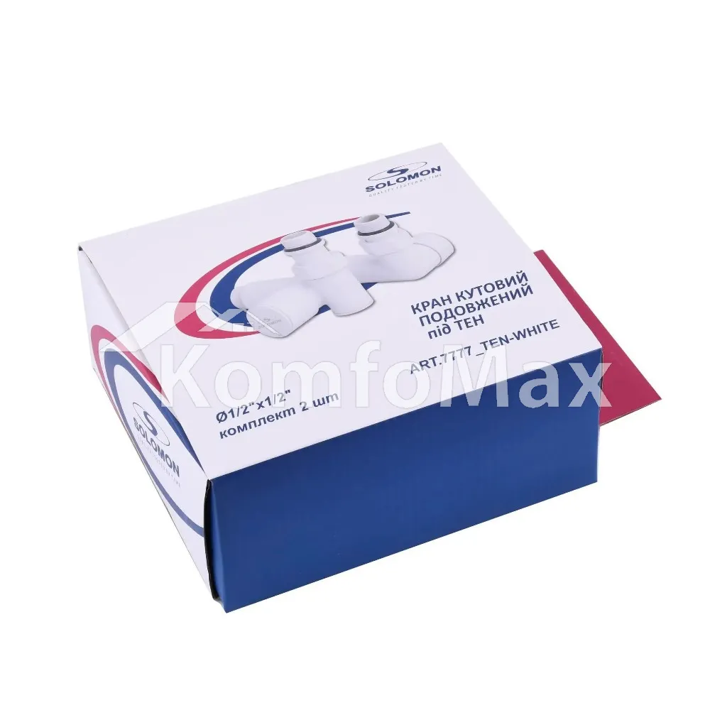 Комплект кранів для рушникосушки SOLOMON LUX 1/2″ WHITE 7777 білий  - фото 3
