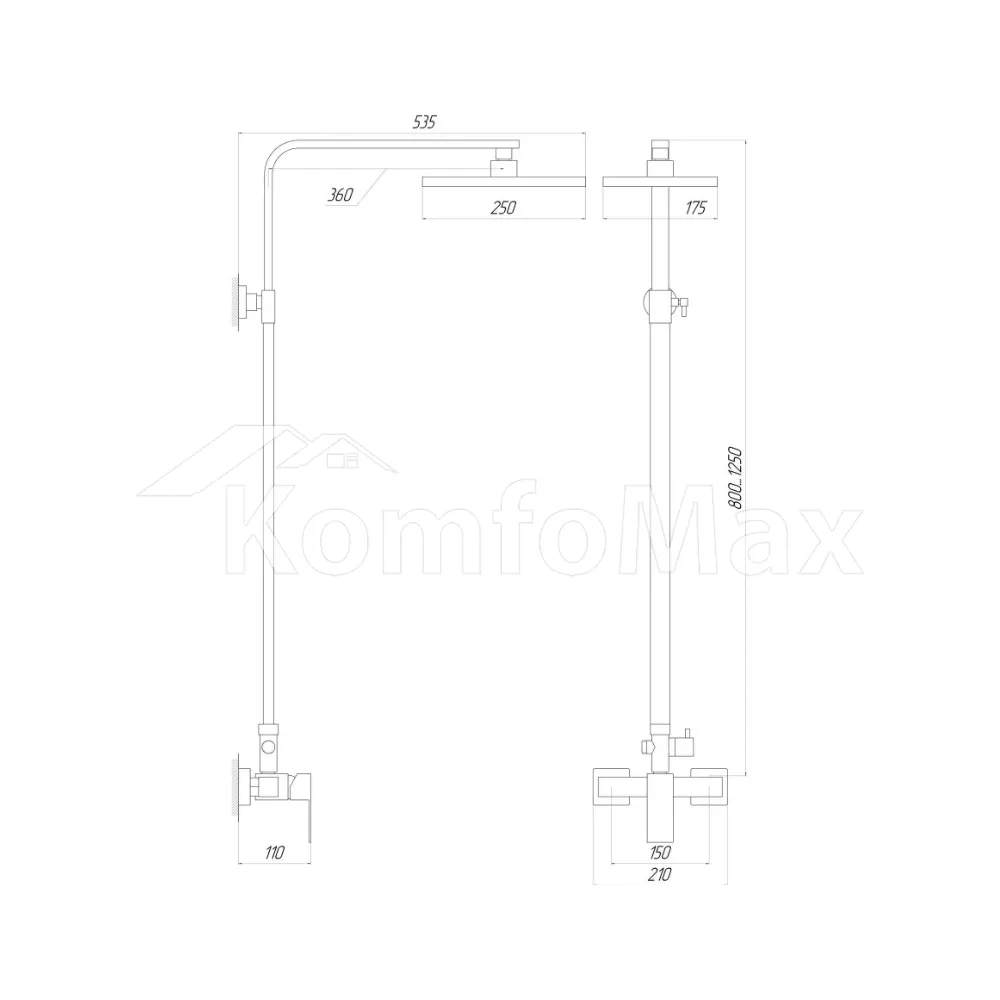 Душова система Globus Lux SICILIA SBQ-SH-125-BB чорна  - фото 4