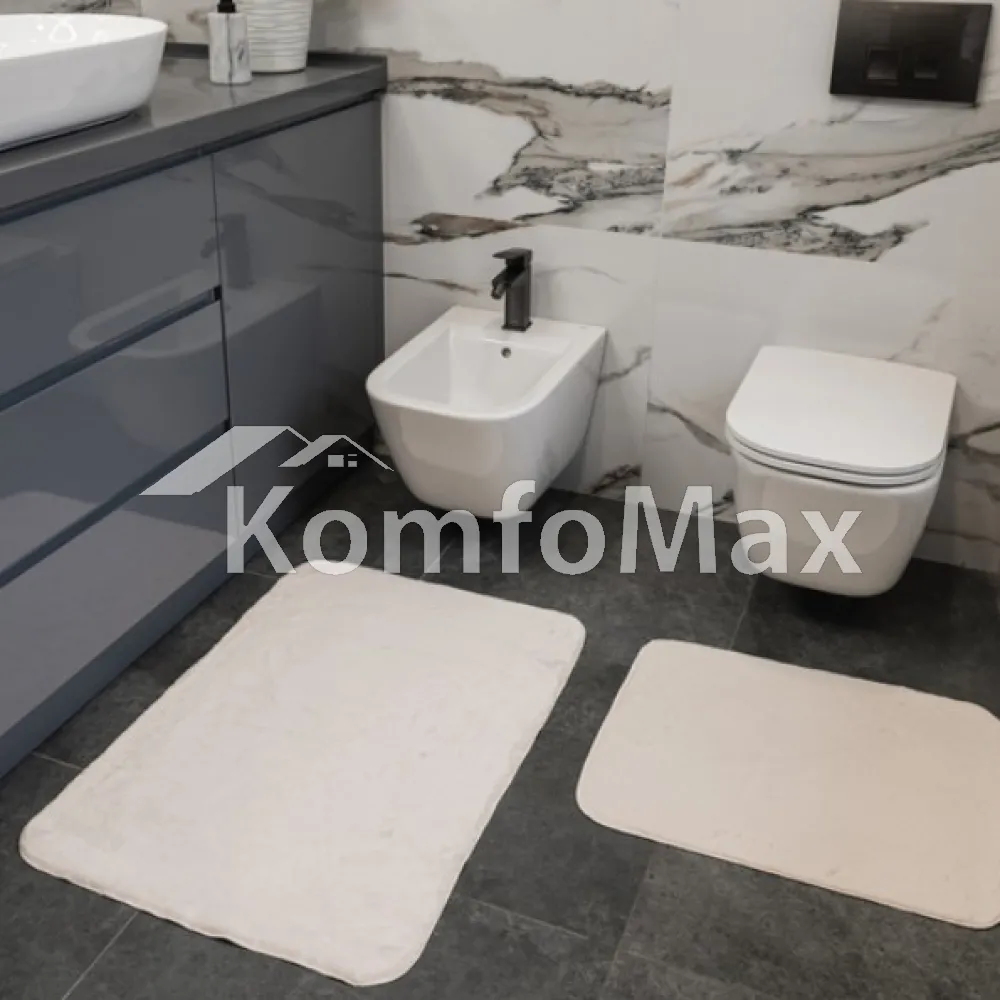 Килимок для ванної кімнати DarianA Ека-хутро Moon 60х90см. Айворі  - фото 6