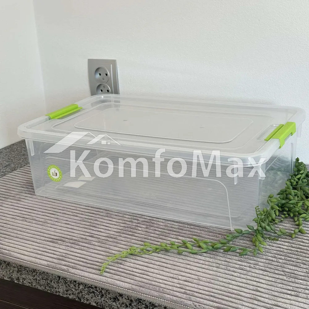 Контейнер Smart Box 14л. 49х32х14см. прозорий/оливковий 