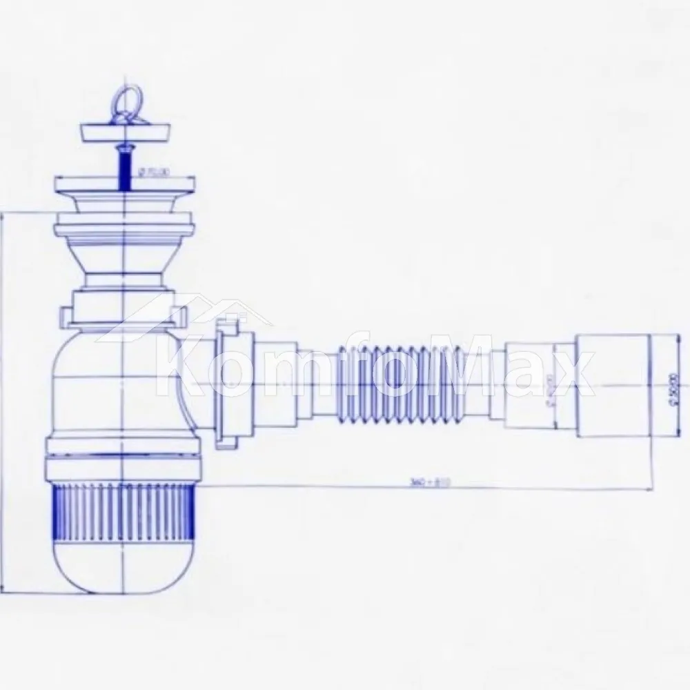 Сифон для мийки Bakimay PL1060 3 1/2 з гофротрубою 40/50мм.  - фото 2