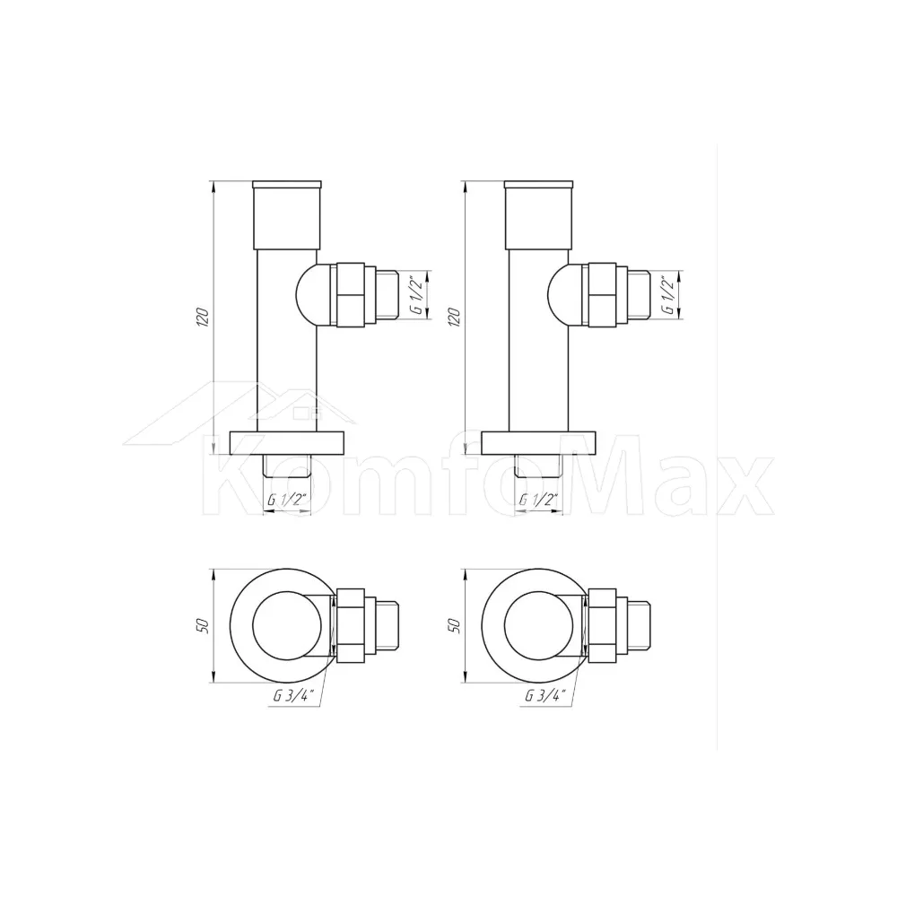 Комплект кранів для рушникосушки SOLOMON LUX 1/2″ 7777 білий  - фото 3