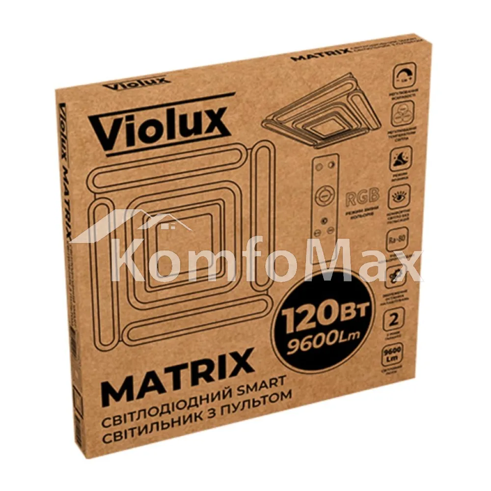 LED світильник VIOLUX smart MATRIX квадрат 120W 3000-5000K IP20 220495 білий  - фото 4