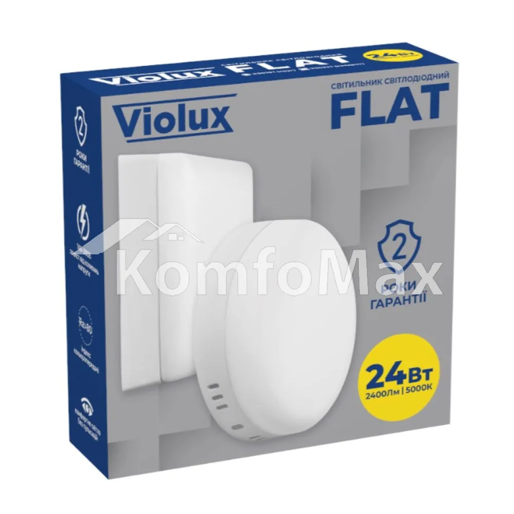 LED світильник VIOLUX ДББ FLAT квадрат 24W 5000K IP20 330221  - фото 1