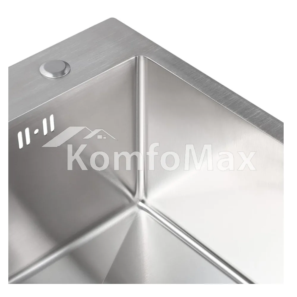 Мийка кухонна нержавійка Platinum Handmade 50х50см. (сифон круглий, 3,0/0,8)  - фото 2