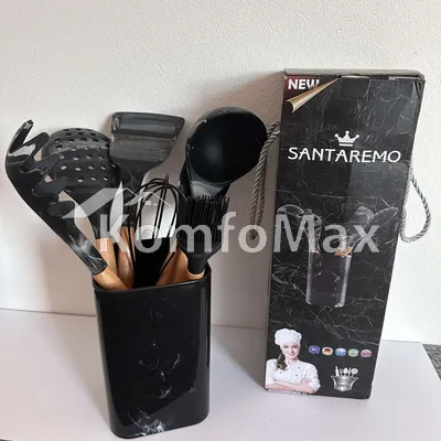 Набір кухонного приладдя Santaremo ТМ-108 силікон, 8 предметів чорний