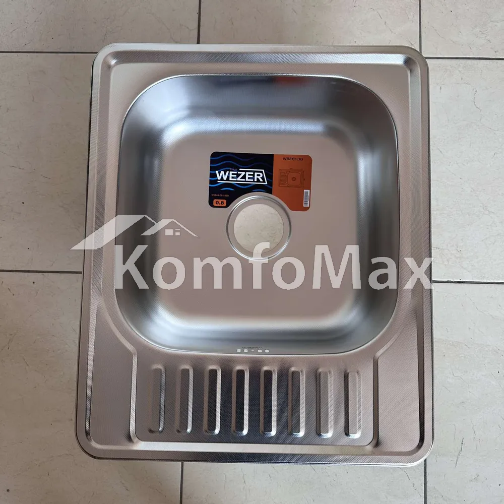 Мийка кухонна врізна Wezer 4843 0,8мм. 580х480х180мм. декор  - фото 2