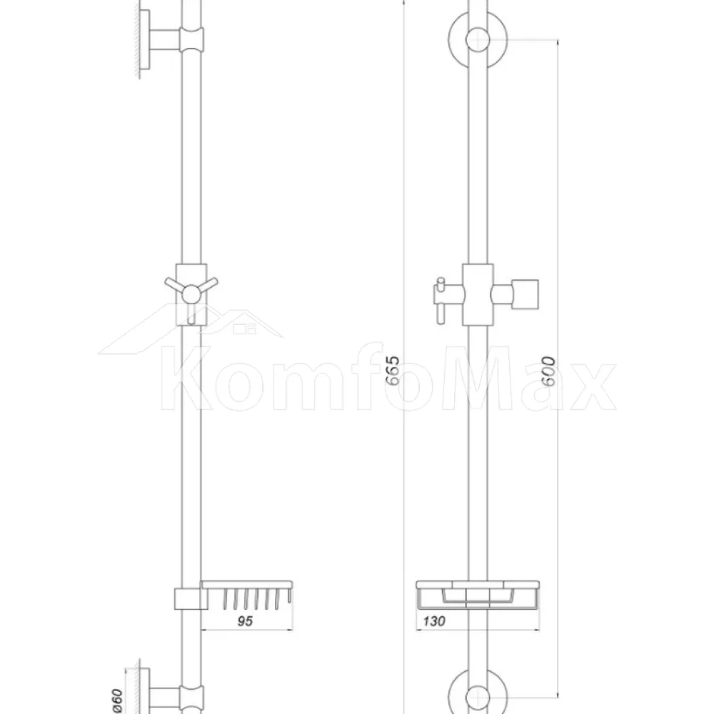 Душова стійка Globus Lux DS-1106-CR хром  - фото 4