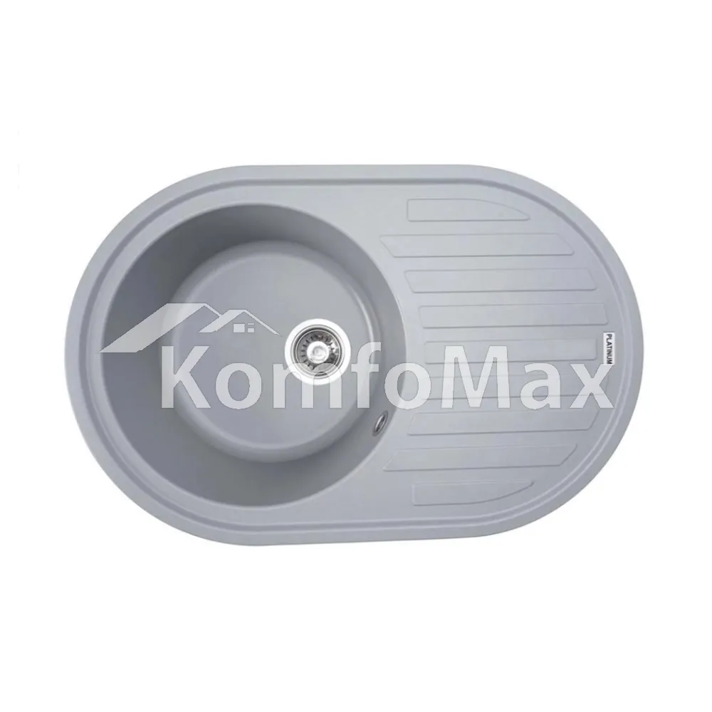 Гранітна мийка для кухні Platinum 7750 LIRA матова Сірий металік 