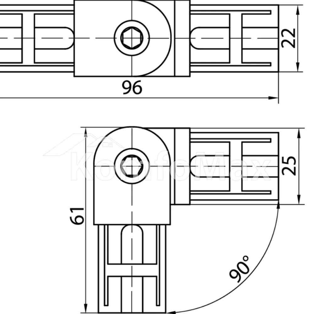 З'єднання кутове завіс для труби ДС d-25мм R-44/25 19574  - фото 1