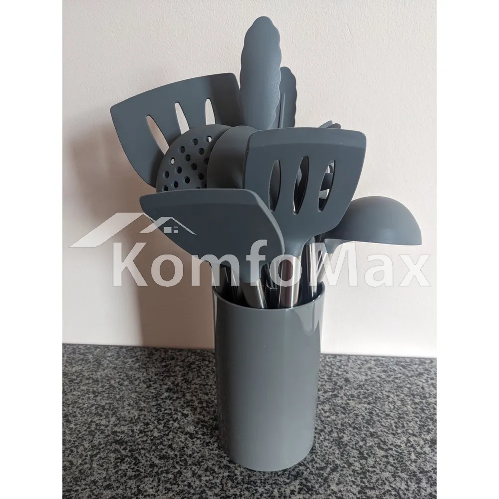 Набір кухонного приладдя Kitchenware set силікон 14 предметів, сірий  - фото 5