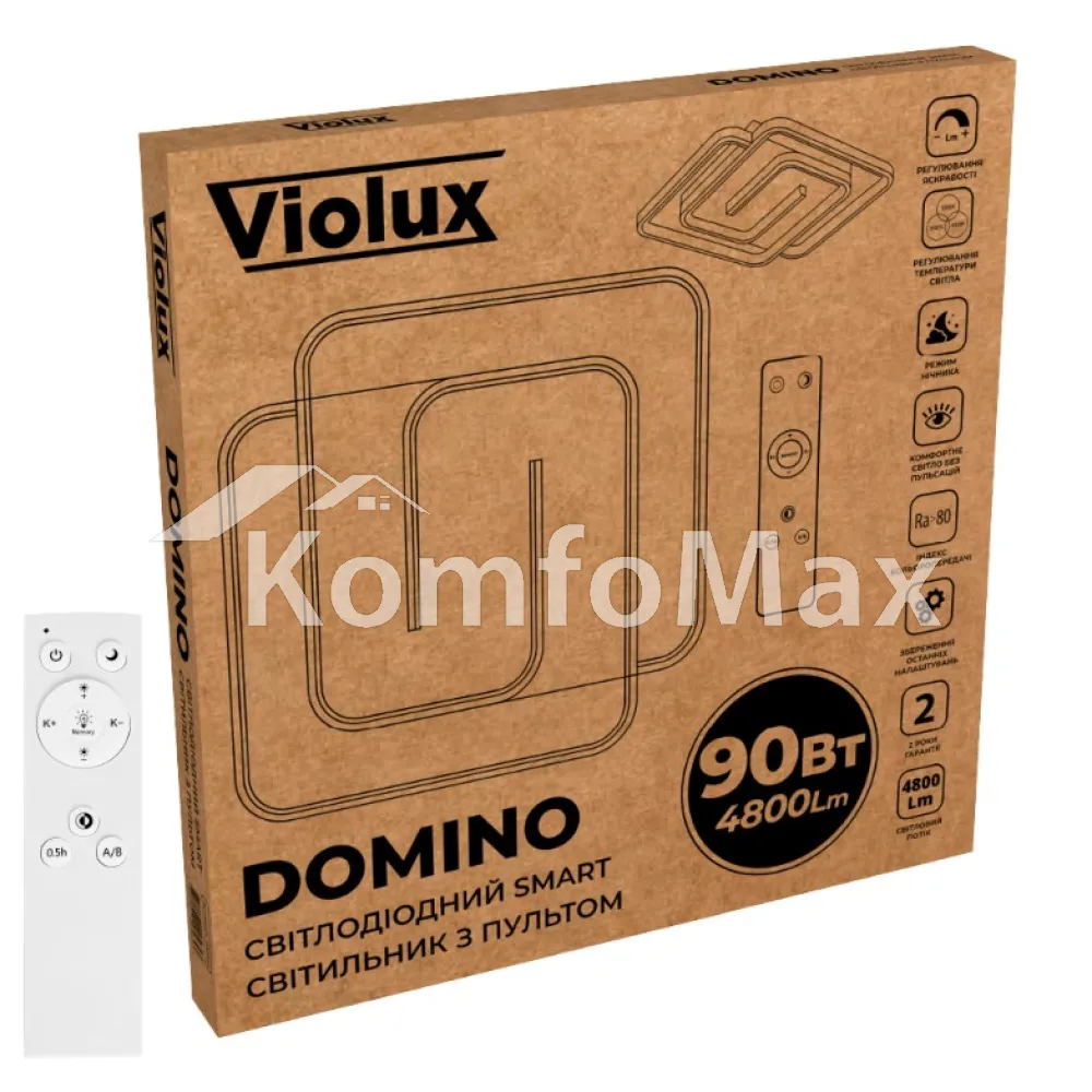 LED світильник VIOLUX smart DOMINO квадрат 90W 3000-4000-5000K IP20 220565 білий  - фото 2