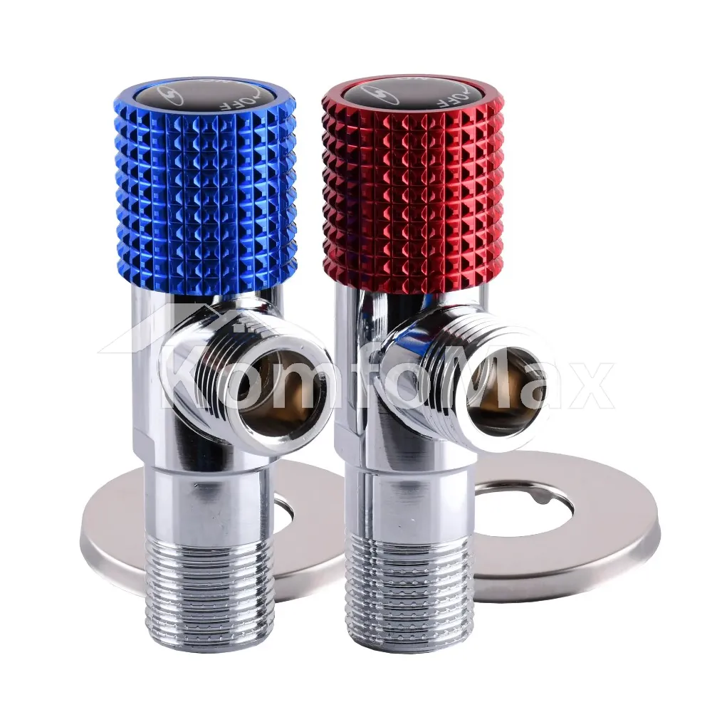 Комплект кранів кутових кераміка SOLOMON EXCLUSIVE 1/2″X1/2″ 9889 RED/BLUE (комплект2шт.) 