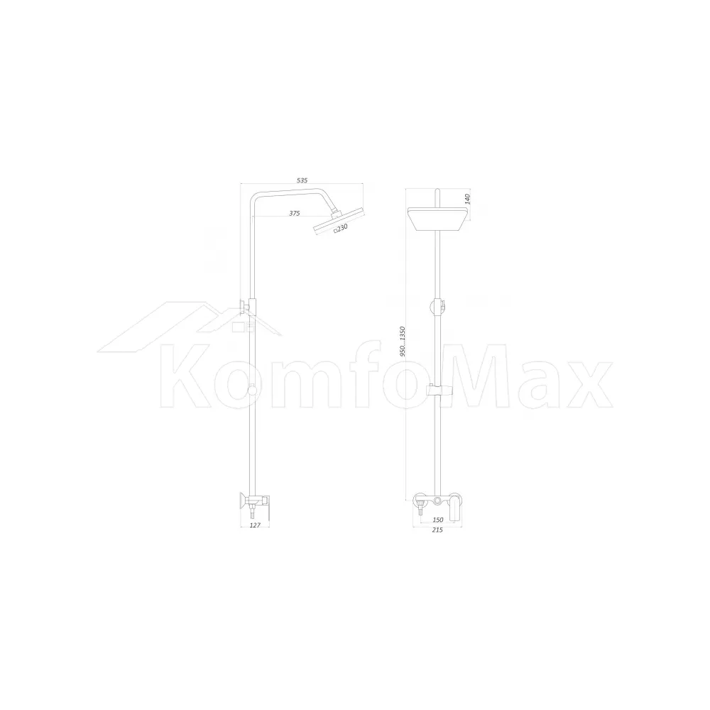 Душова система Globus Lux LAGUNA GLA-0005N-7-WHITE латунь білий/хром  - фото 4