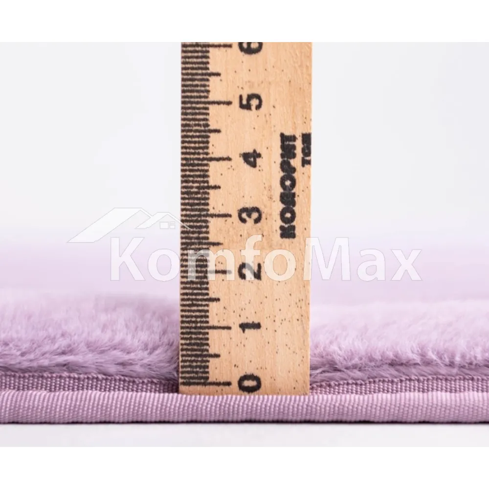 Килимок для ванної кімнати DarianA Premium еко-хутро, 60х120см. Страйп, пастельно-рожевий  - фото 3