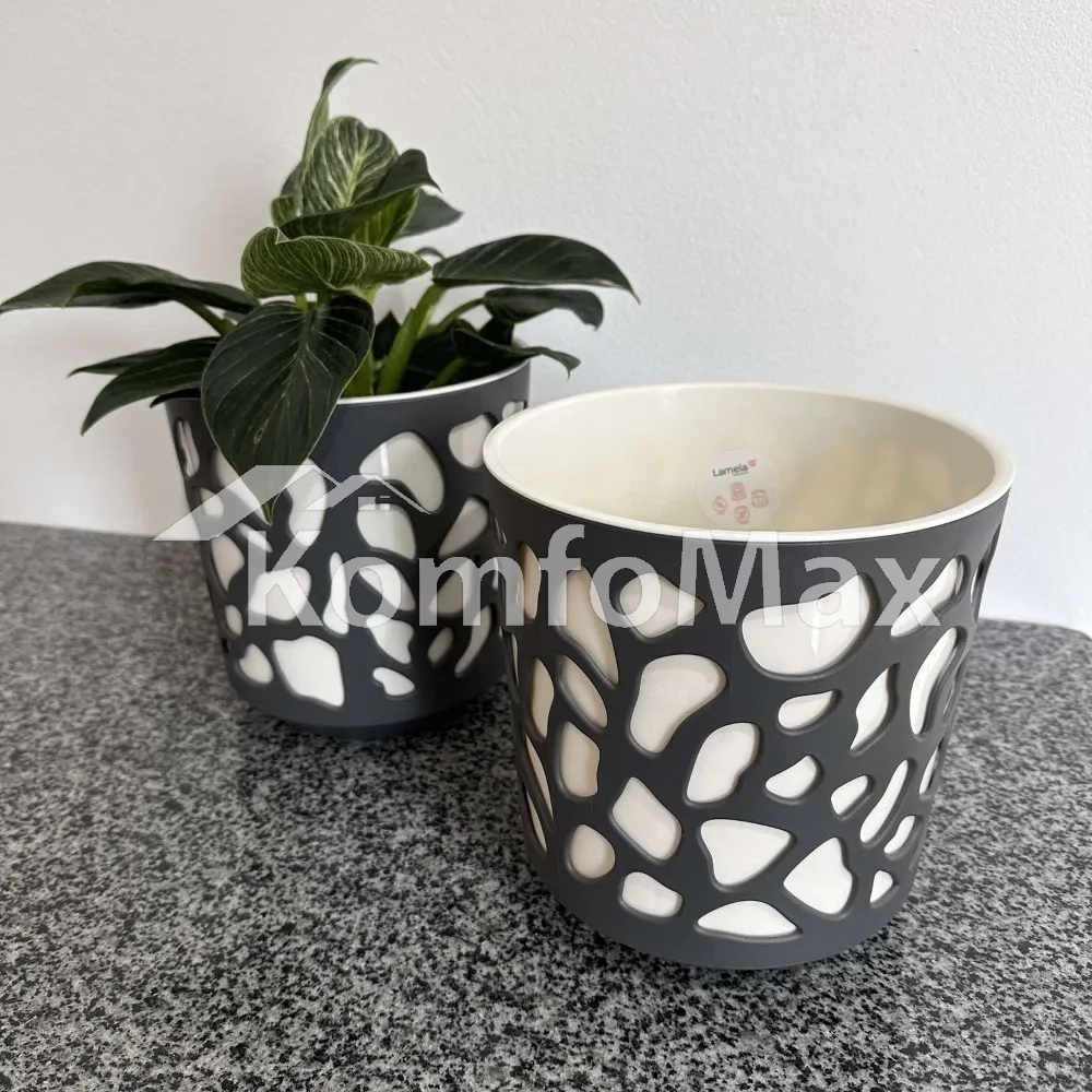 Горщик для квітів Дует діаметр 19см висота 20,5см антрацит/кремовий вклад  - фото 5