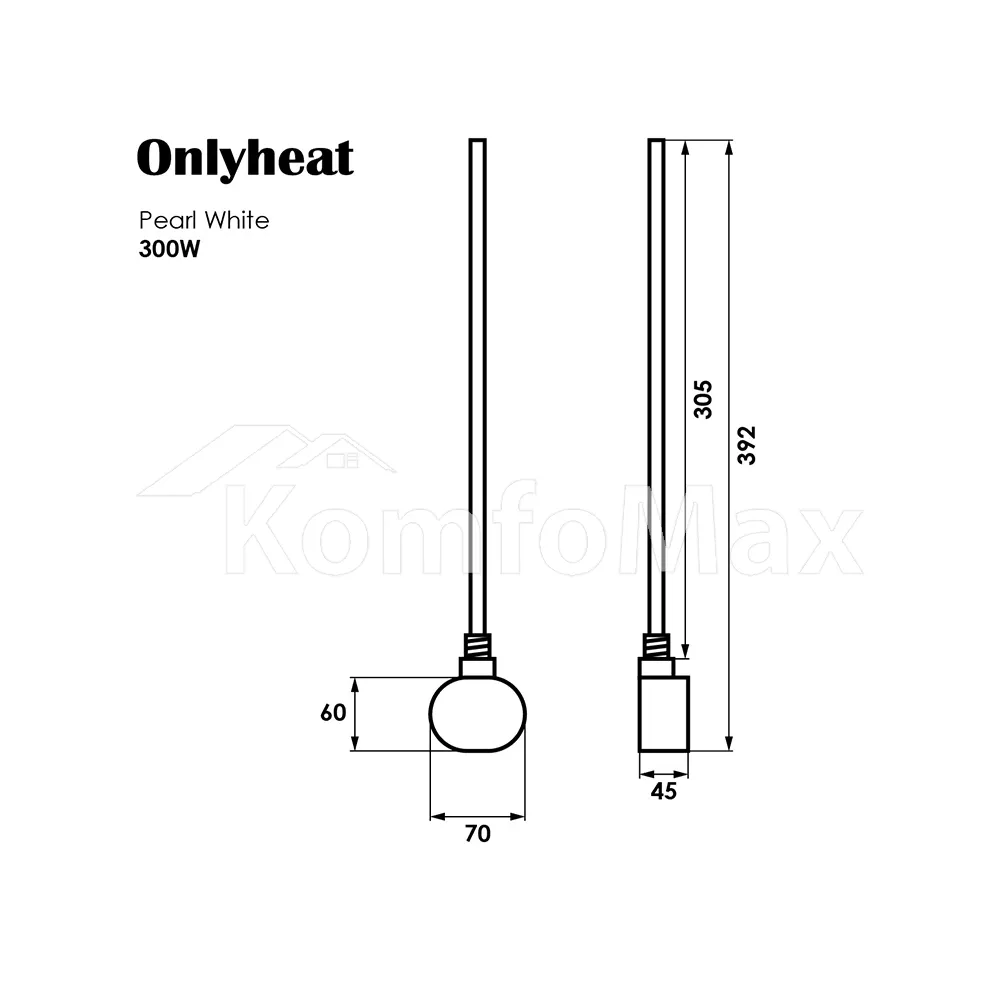 Тен для рушникосушки OnlyHeat Pearl White 0,3кВт  - фото 2