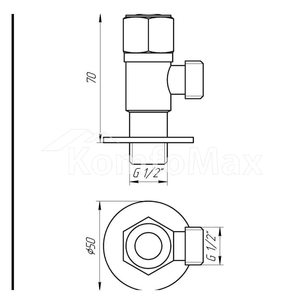 Кран вентильний кутовий Professional 1/2″X1/2″ NV-QP888  - фото 2