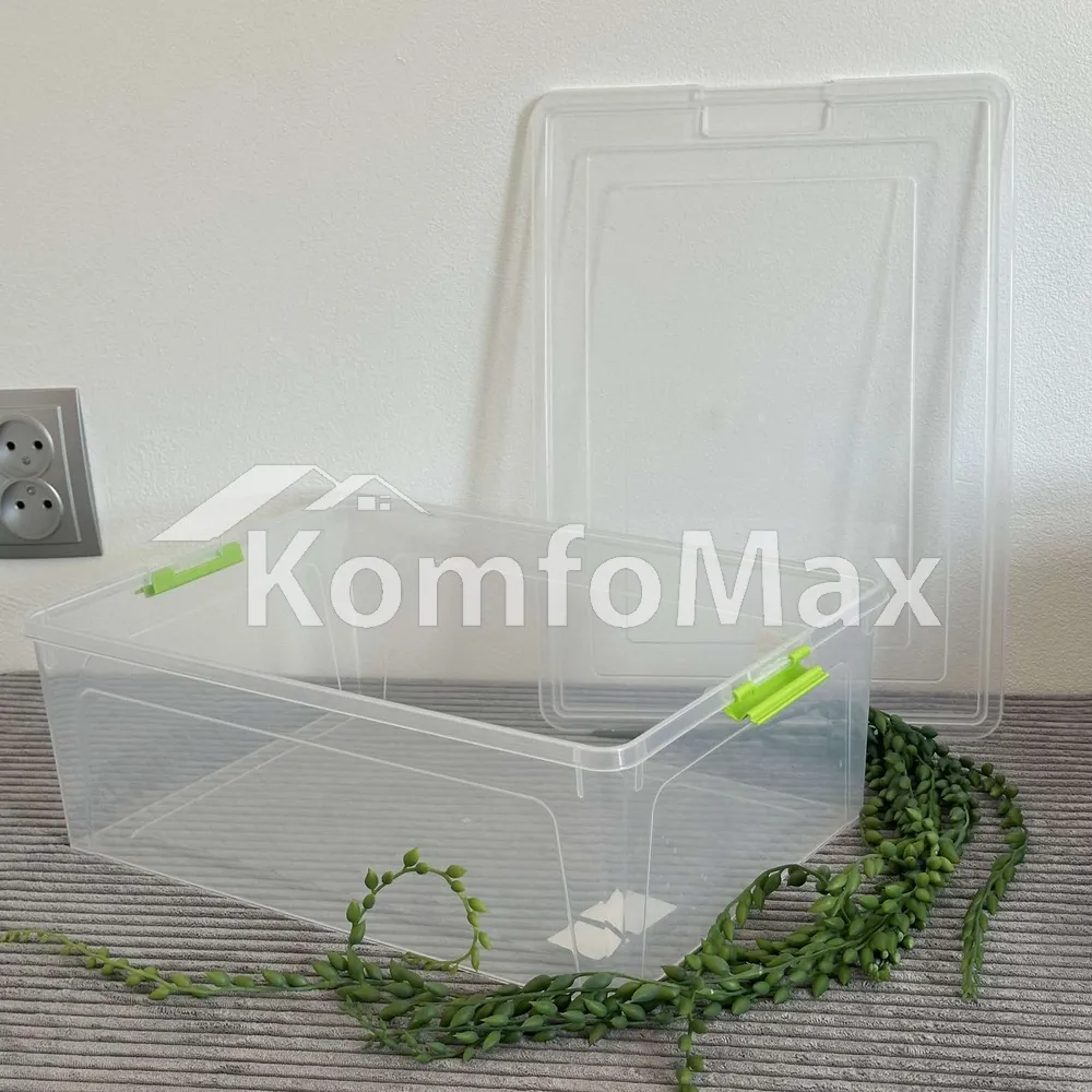 Контейнер Smart Box 11,7л. 39х29х14см. прозорий/оливковий  - фото 1