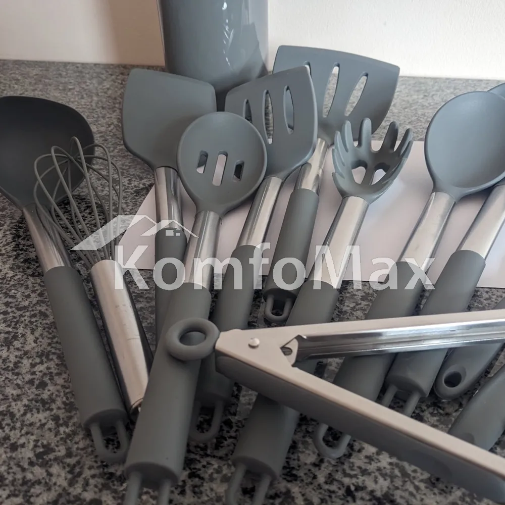 Набір кухонного приладдя Kitchenware set силікон 14 предметів, сірий  - фото 11