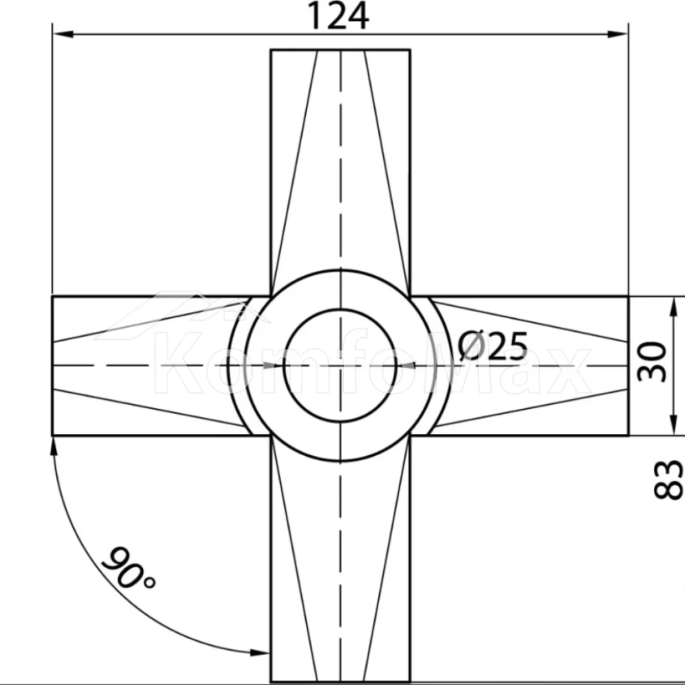 З'єднання хрестоподібне для труби ДС d-25мм R-45/25 19584  - фото 1