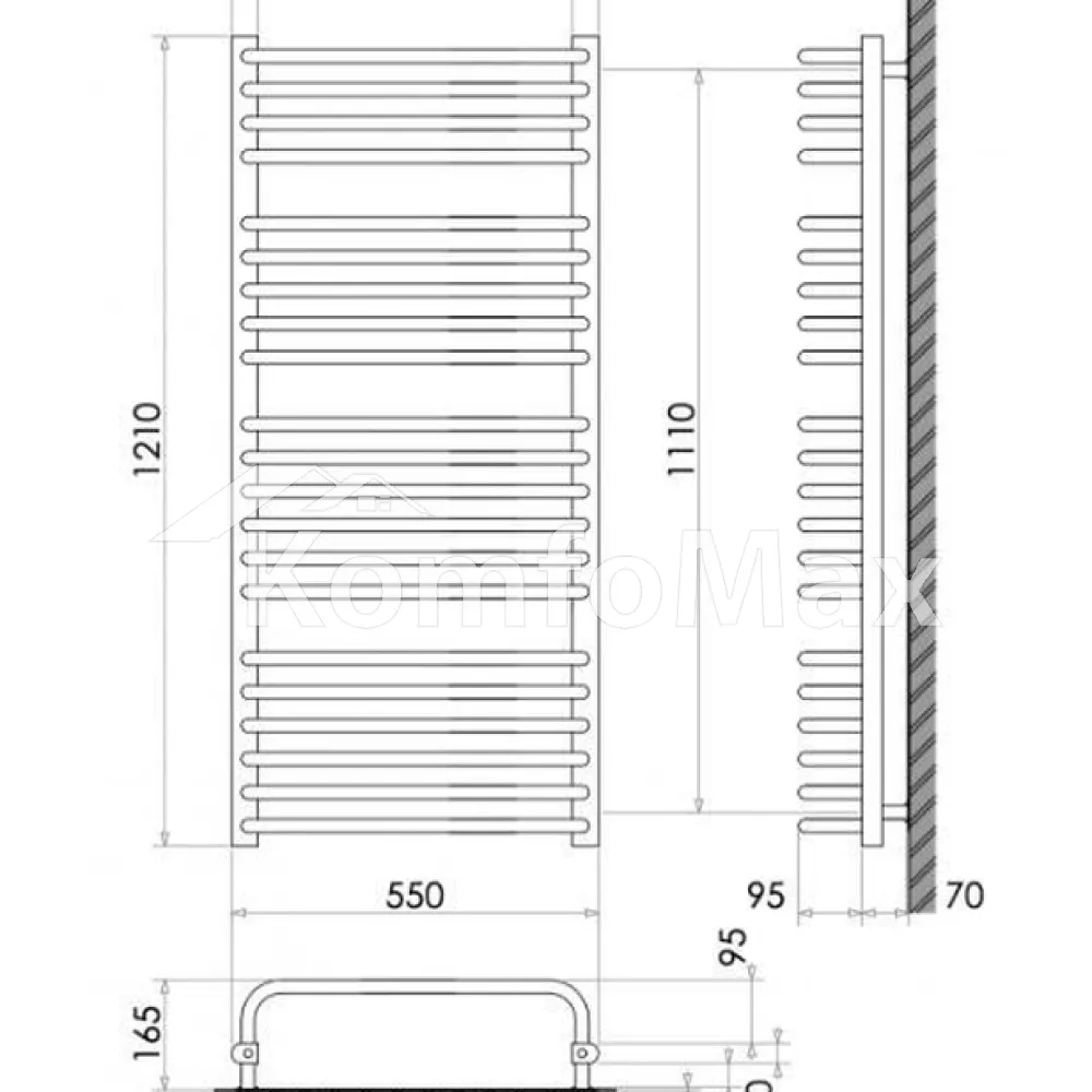 Рушникосушка Heizung WU 21/55 665Вт 1210-550мм біла  - фото 2