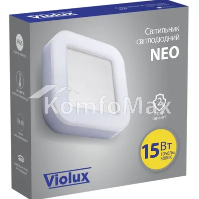 LED світильник Violux ДББ NEO VIOLUX квадрат 15W 4000K IP65 242211 білий