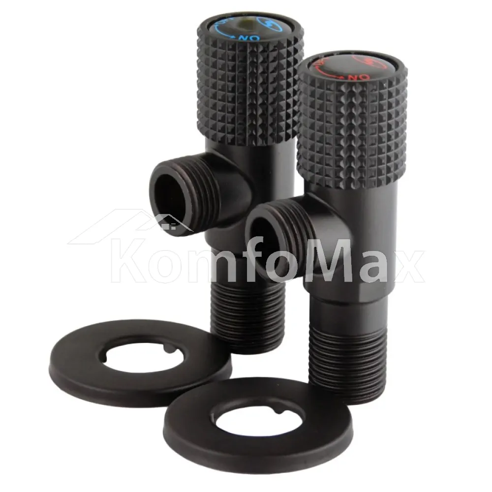 Комплект кранів кутових кераміка SOLOMON EXCLUSIVE 1/2″X1/2″ 9889 BLACK/BLACK (комплект2шт.) 