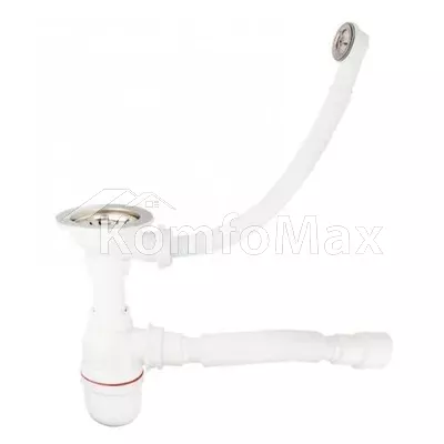 Сифон для мийки Bakimay PL1048 3 1/2 з переливим для керамічних мийок та гофротрубою 40/50мм.